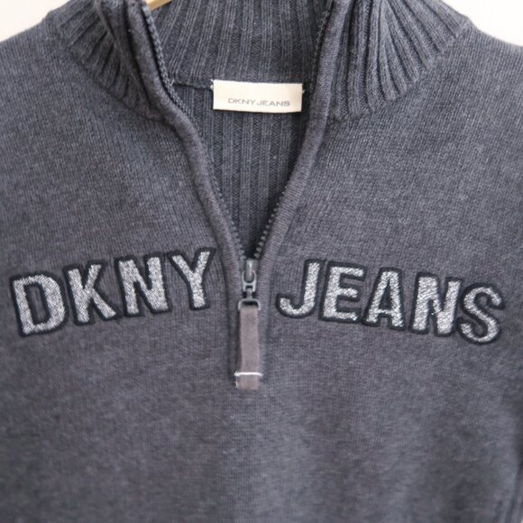 Vintage Y2K DKNY Jeans Shimmer/metallic Logo Quarter Zip Sweater - Picture 2 of 5